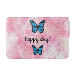 butterfly in the garden bath mat