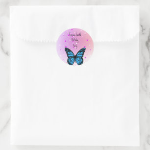 butterfly in the garden classic round sticker