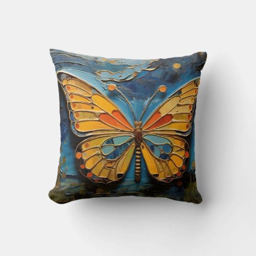 Butterfly In The Night Sky Painting 2 Throw Pillow