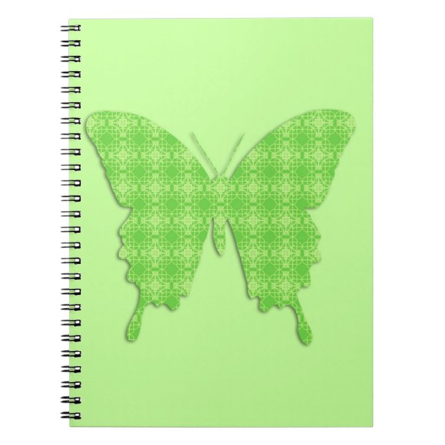 Butterfly in wallpaper print - lime green notebook (Front)
