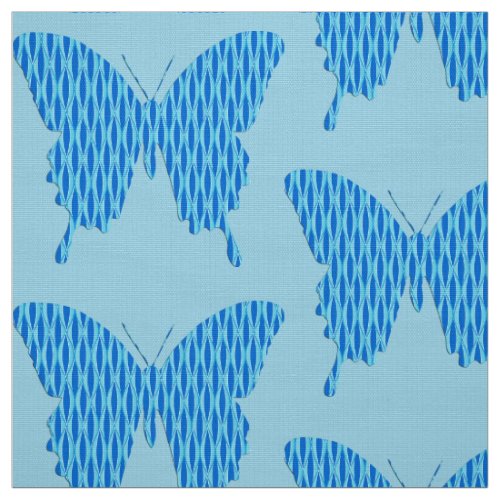 Butterfly in wallpaper print _ shades of blue fabric