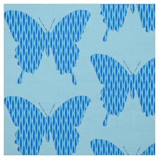 Butterfly in wallpaper print - shades of blue fabric