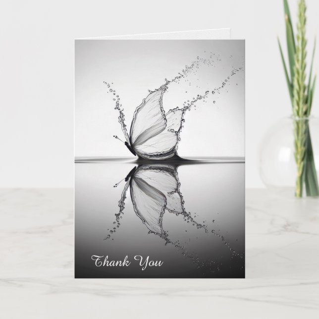 Butterfly In Water Splash Sympathy Thank You Card (Front)