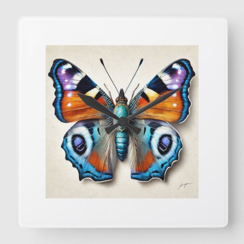 Butterfly in Watercolor and Ink 130624IREF121 _ Wa Square Wall Clock