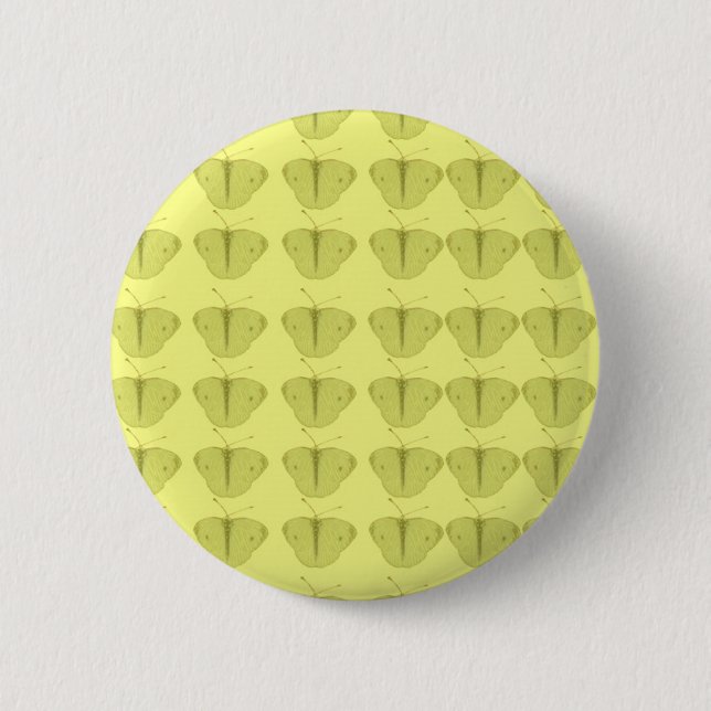 Butterfly in yellow pinback button (Front)