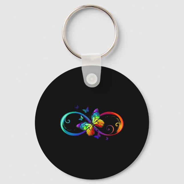 Butterfly Infinity Symbol Art Autism Awareness Neu Keychain (Front)