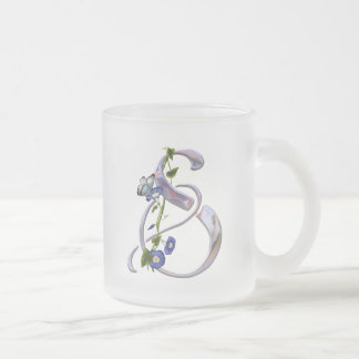 Butterfly Initial S Frosted Glass Coffee Mug