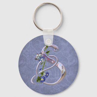 Butterfly Initial S Keychain