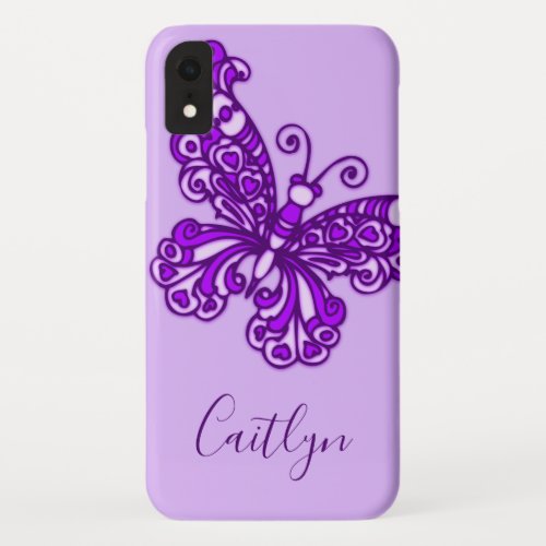 Butterfly inked art purple custom name iphone case