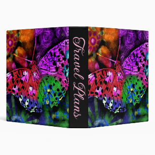 Butterfly Insect Abstract Purple Green Pink Orange 3 Ring Binder