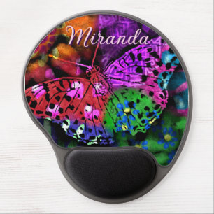 Butterfly Insect Abstract Purple Green Pink Orange Gel Mouse Pad