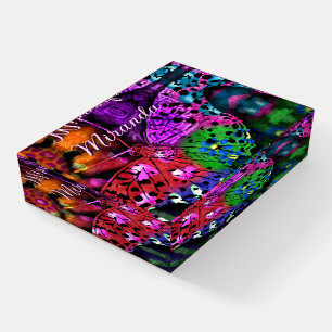 Butterfly Insect Abstract Purple Green Pink Orange Paperweight