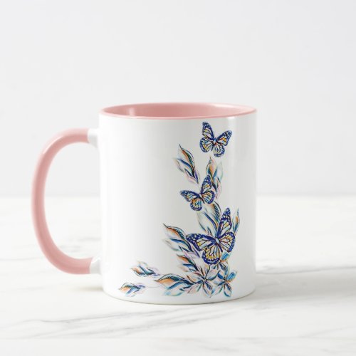 butterfly insect motif colorful insects wings butt mug
