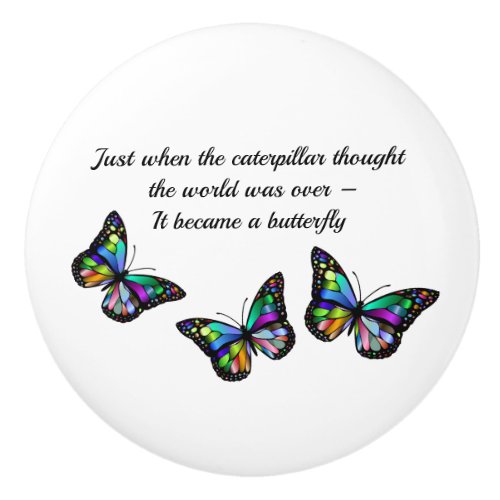Butterfly Inspirational Encouragement Quote  Ceramic Knob
