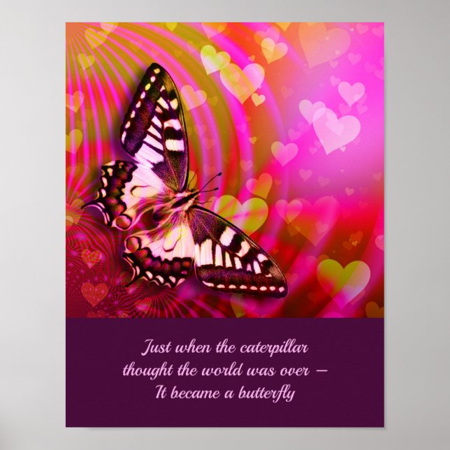 Butterfly Inspirational Encouragement Quote Poster (Front)