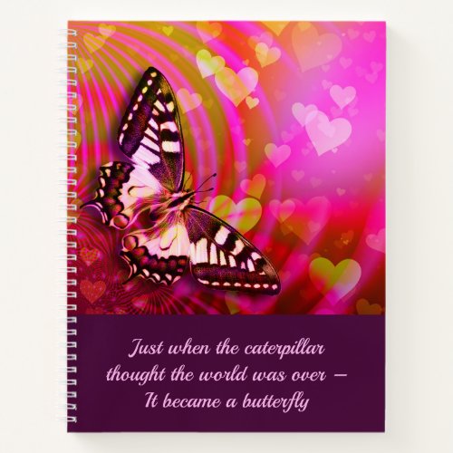 Butterfly Inspirational Encouragement Quote Writer Notebook