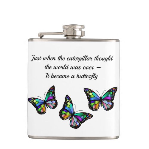 Butterfly Inspirational Quote Flask