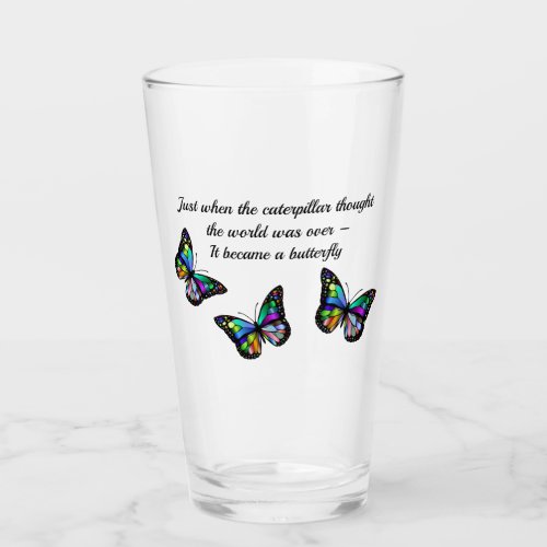 Butterfly Inspirational Quote Glass