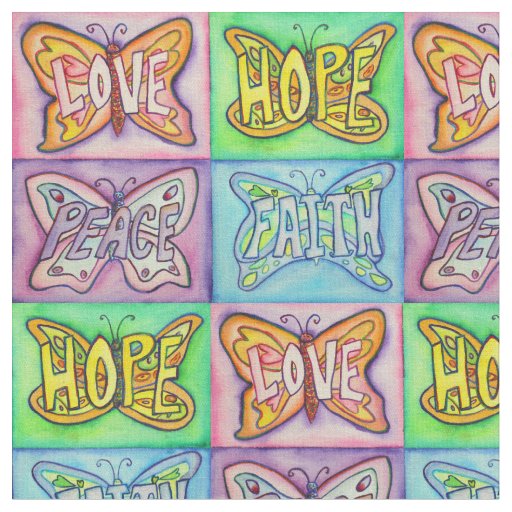 Butterfly Inspirational Word Art Fabric Material