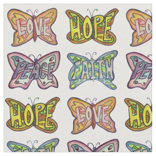 Butterfly Inspirational Word Art Fabric Material
