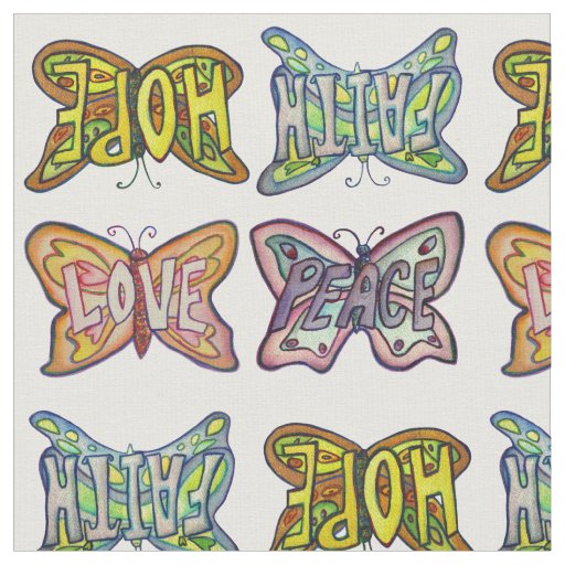 Butterfly Inspirational Word Art Fabric Material