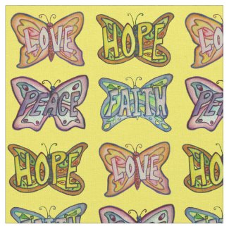 Butterfly Inspirational Word Art Fabric Material