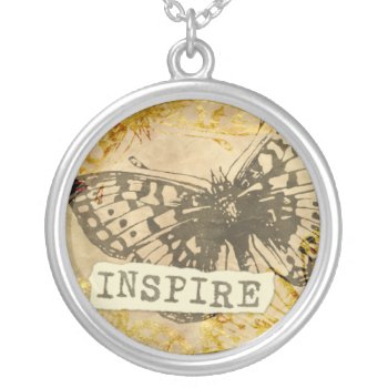 Butterfly Inspire Necklace Round by koncepts at Zazzle