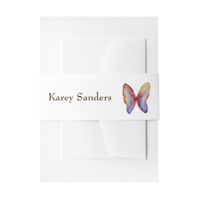 Butterfly Invitation Belly Bands ,Watercolor  Art Band (Front Example)