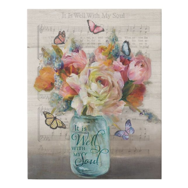 Butterfly It Is Well With My Soul Faux Canvas Print (Front)