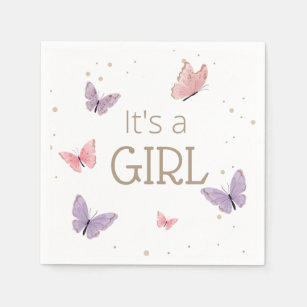 Butterfly It's a GIRL Baby Shower Napkins