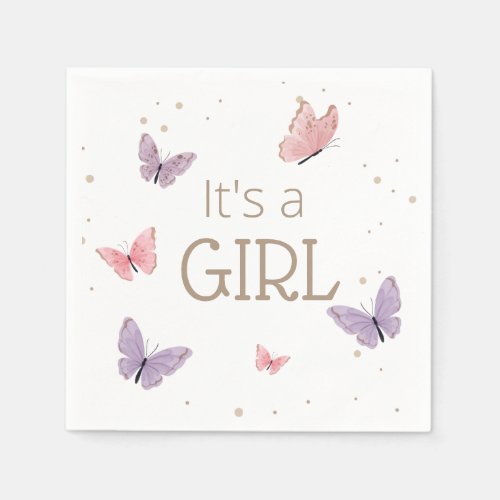 Butterfly Its a GIRL Baby Shower Napkins