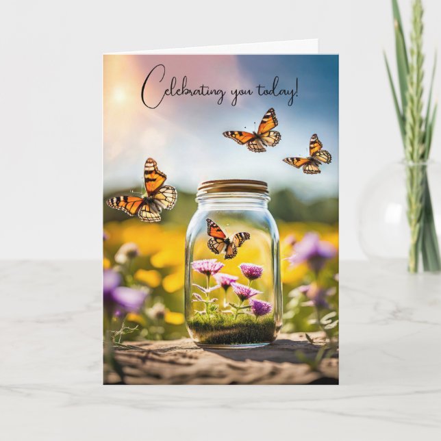 Butterfly Jar For Birthday Card (Front)