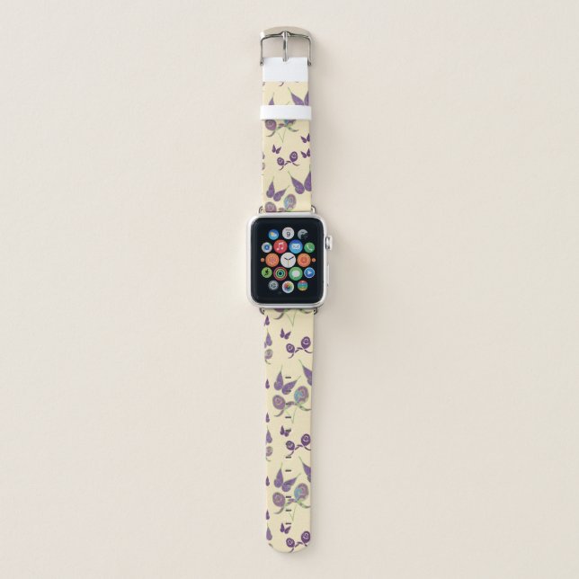 Butterfly Joy in Cream Apple Watch Band (Front)