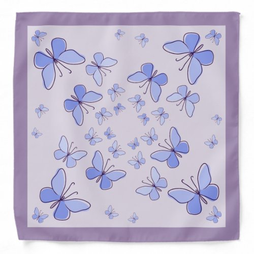 Butterfly Kaleidoscope in Blue  Lavender Bandana