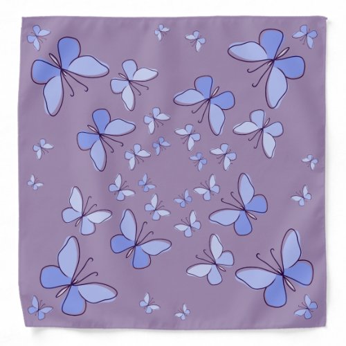 Butterfly Kaleidoscope in Blue  Violet Bandana