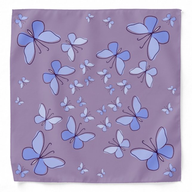Butterfly Kaleidoscope in Blue & Violet Bandana (Front)