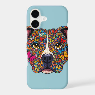 Butterfly Kaleidoscope Pitbull Portrait Blue Phone iPhone 17 Case