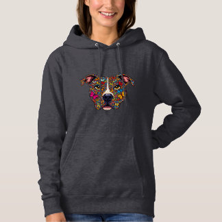 Butterfly Kaleidoscope Pitbull Portrait -Bully Mom Hoodie