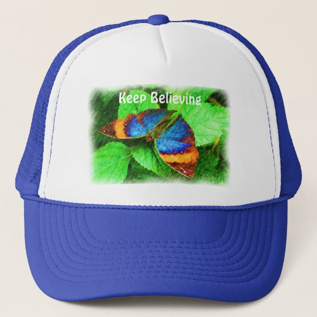 Butterfly Keep Believing Inspirational Hat (Front)