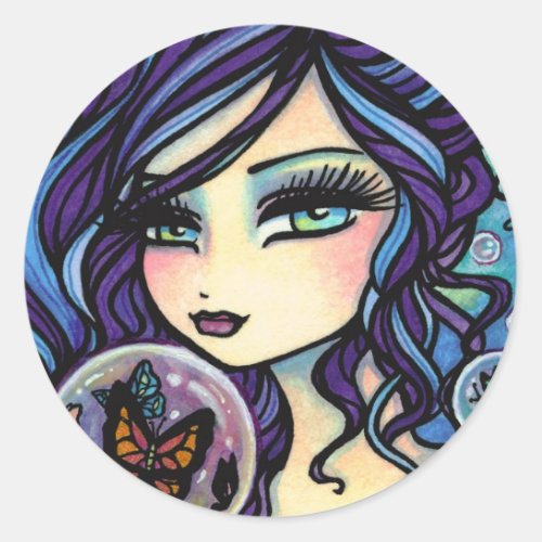 Butterfly Keeper Mermaid by Hannah Lynn Classic Round Sticker