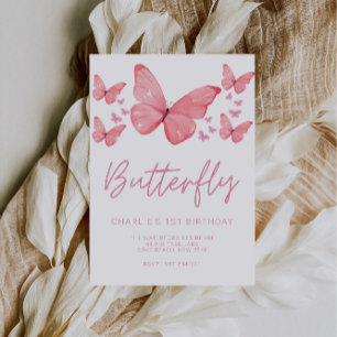 Butterfly Kids Twin 1st Birthday Invitation