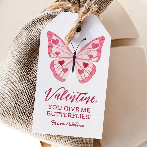 Butterfly Kids Valentines Day Gift Tags