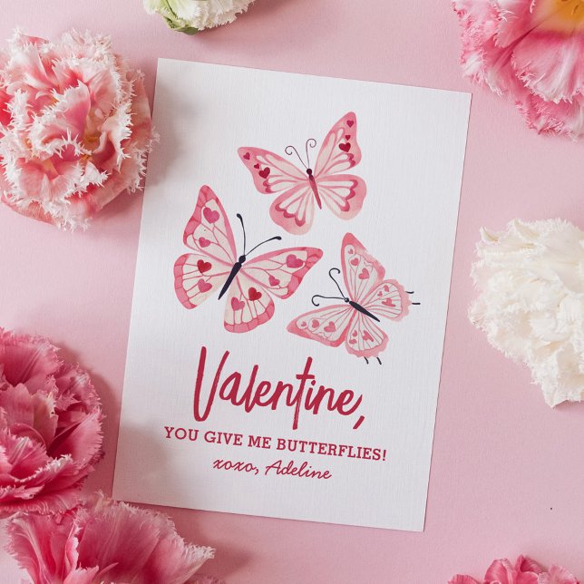 Butterfly Kids Valentines Day Note Card (Creator Uploaded)