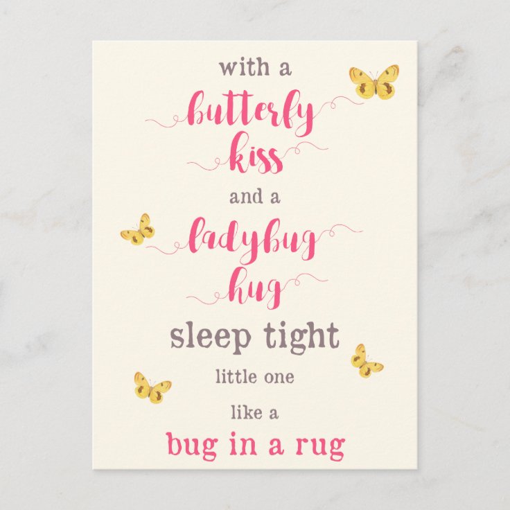 Butterfly Kiss & Ladybug Hug Kids Poem Postcard | Zazzle