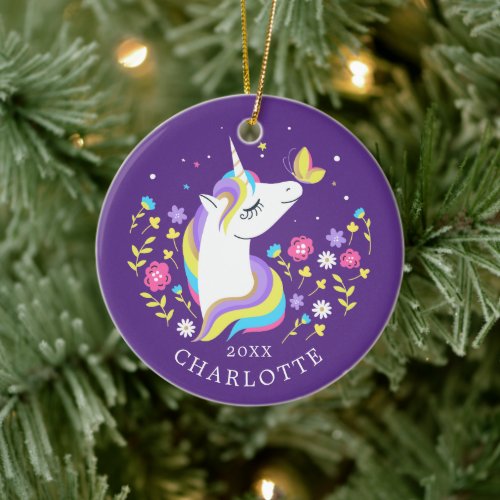 Butterfly Kiss Unicorn Christmas Ornament