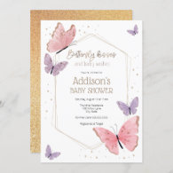 Butterfly Kisses and Baby Wishes Baby Shower Invitation