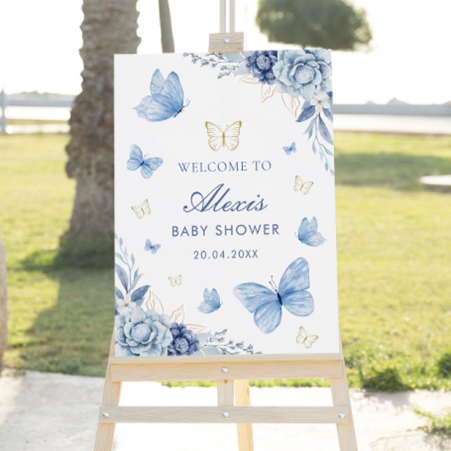 Butterfly Kisses and Baby Wishes Boy Baby Shower Foam Board (Creator Uploaded)