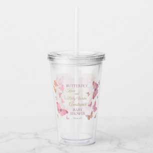 Butterfly Kisses and Baby Wishes Girl Baby Shower Acrylic Tumbler