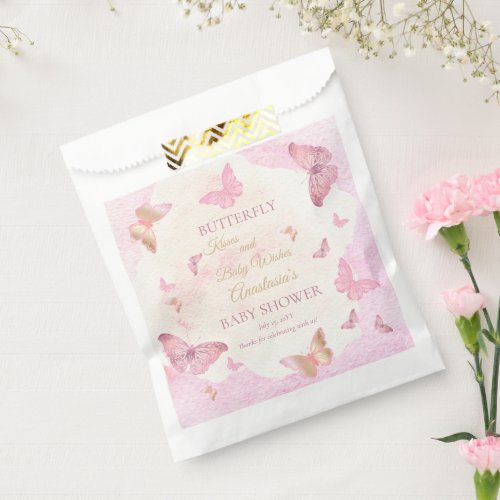 Butterfly Kisses and Baby Wishes Girl Baby Shower  Favor Bag