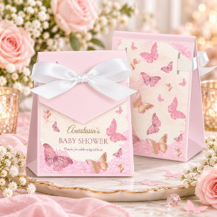 Butterfly Kisses and Baby Wishes Girl Baby Shower Favor Boxes
